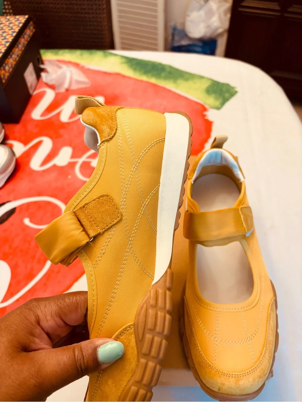 Women’s Mary Jane Style Sneakers in Mustard Yellow